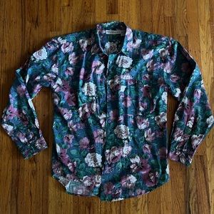 Vintage Floral Print Button Up Shirt